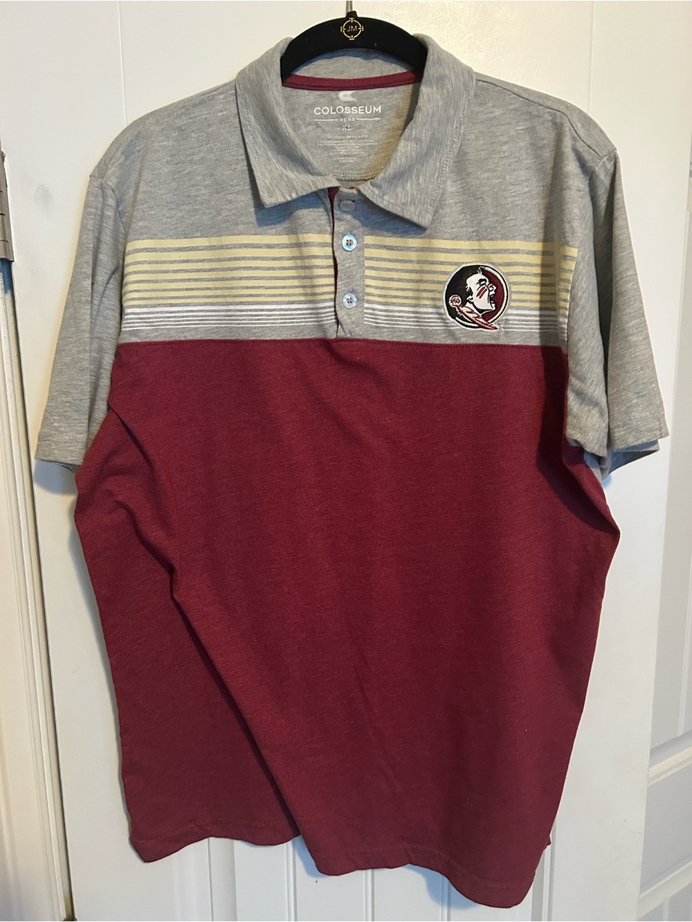 Florida State UniversityColosseum Men's Maroon, Gray & Cream Striped Polo with T